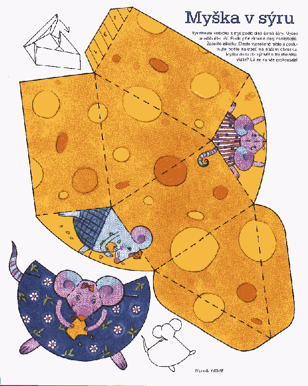Dies ist der Bastelbogen fr ein Muslein mit Kse